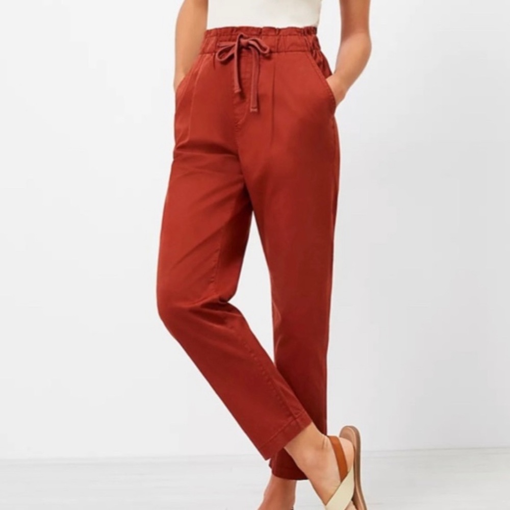 Loft Rust Cotton Drawstring Poplin Jogger - image 1